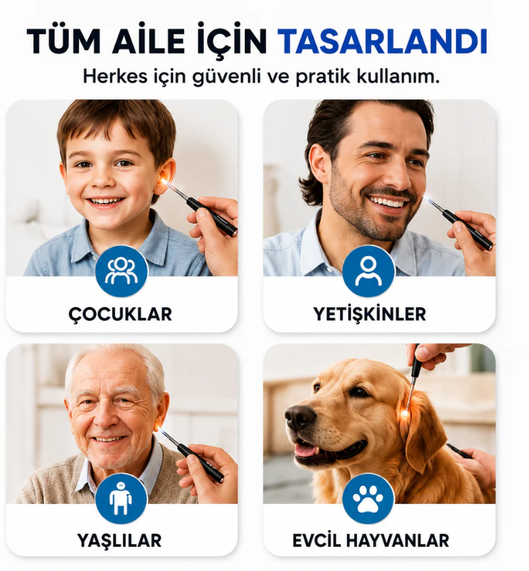 Polynix Akıllı Kulak Temizleme Seti - Telefonla Görüntülü, Kablosuz Şarjlı